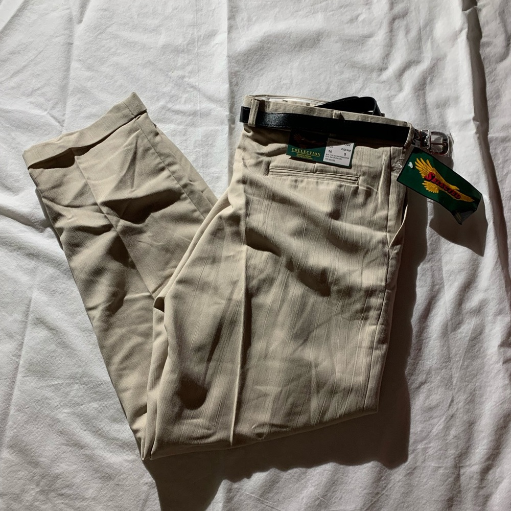 Selected Size 36x29” Poly Tan Belted Pants